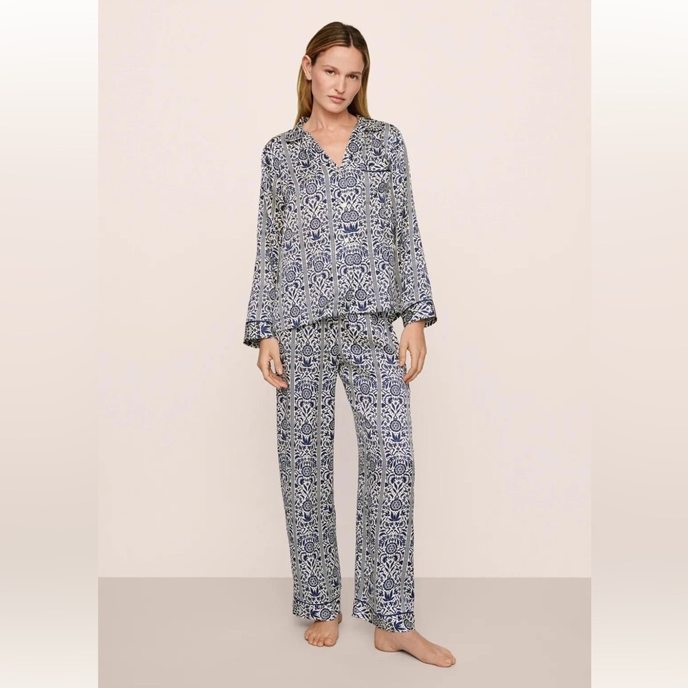 Eberjey x Casa Del Sol - Inez Washable Silk Printed Long PJ Set